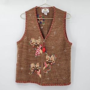 Vintage Brown Reindeer Sweater Vest